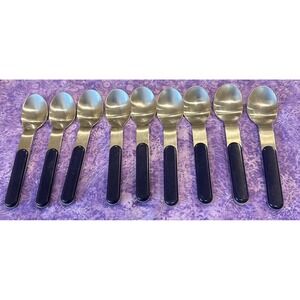 Dansk Summer House Teaspoons Spoon Blue Handle Stainless Steel Set Of 9 Flatware